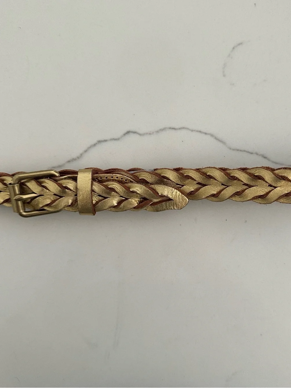 J. Crew Metallic Braided Leather Belt in Gold Size Small/Medium - Picture 7 of 8